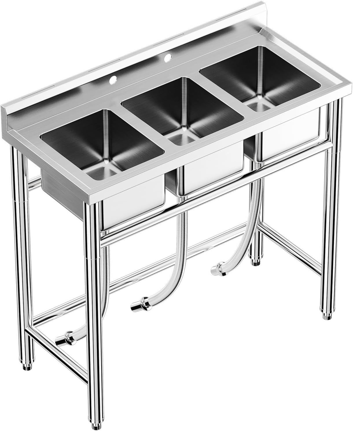 Three 3 Compartment Basins Stainless Steel Commercial Kitchen Restaurant Sink US