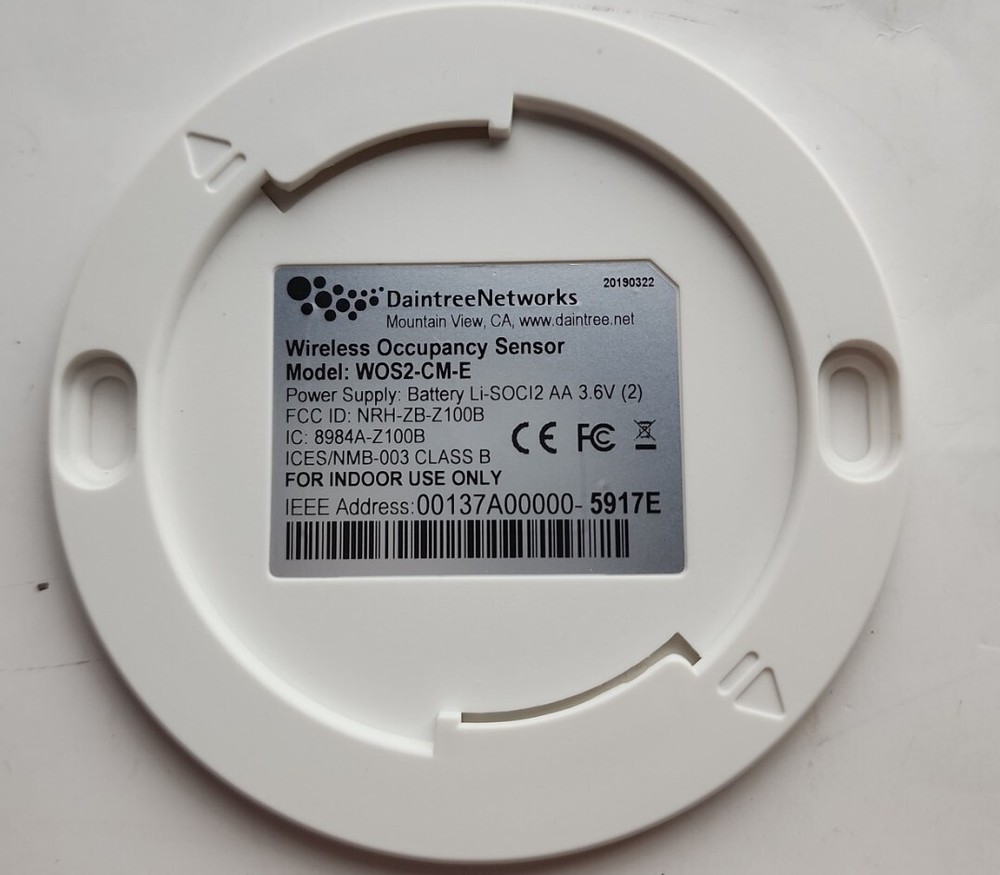 Daintree Networks WOS2-CM-E WIRELESS LIGHTING CONTROL OCCUPANCY SENSOR,BATTERY P