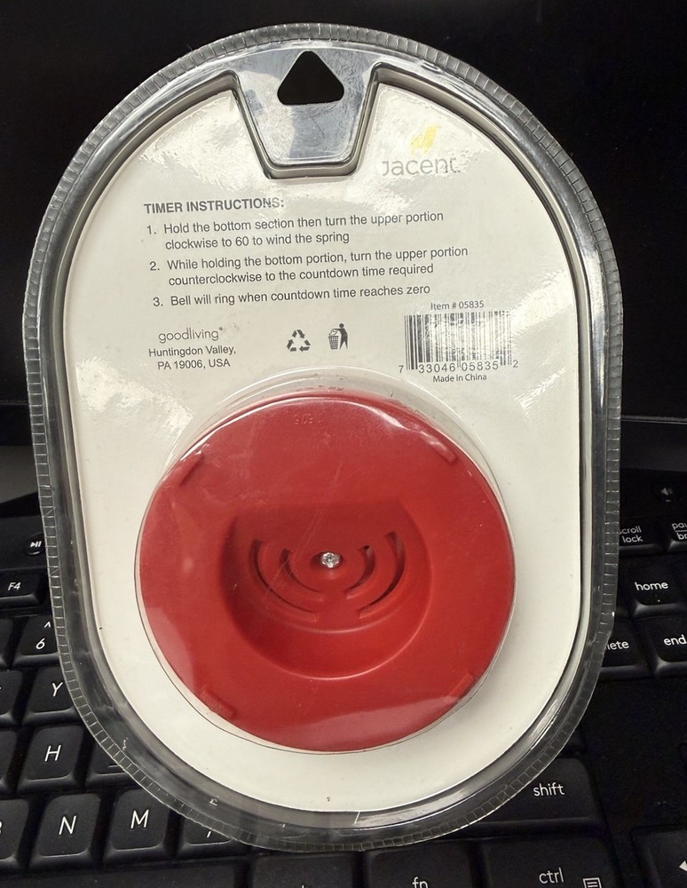 60 Minute Red Kitchen Timer by Culinary Elements (New Sealed Package)