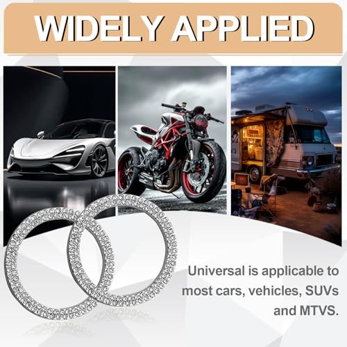 2PCS Bling Crystal Rhinestone Engine Start/Stop Decoration Double Row-White