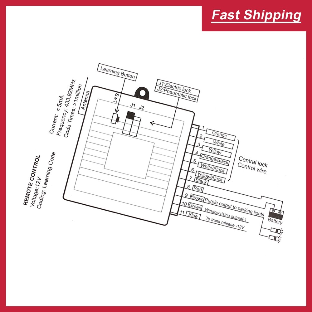 Car Remote Central Kit Door Lock Keyless Entry System DC 12V Only - 1Pcs