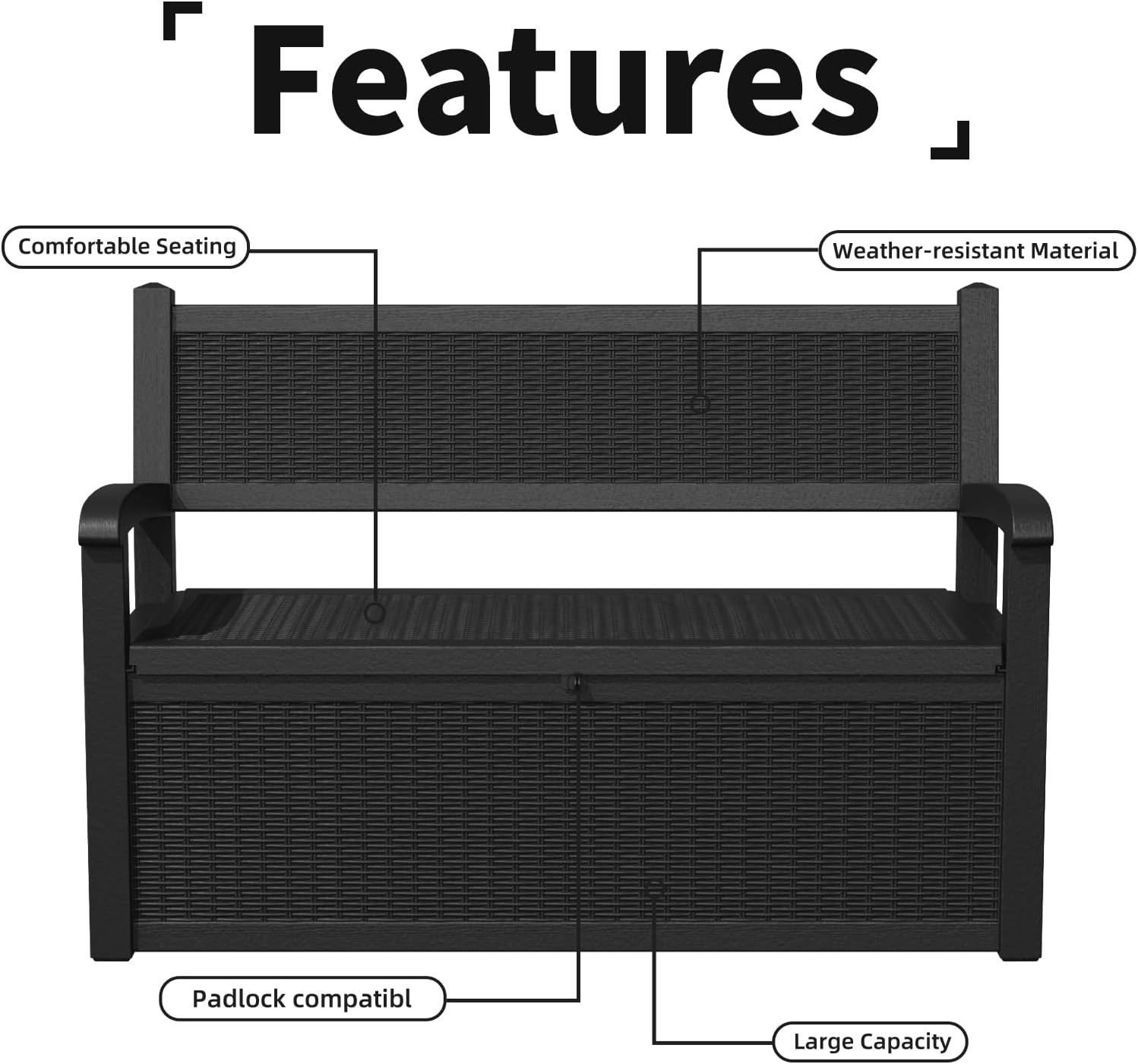 80 Gallon Outdoor Storage Bench Deck Box Waterproof Lockable,Outdoor Storage Fur