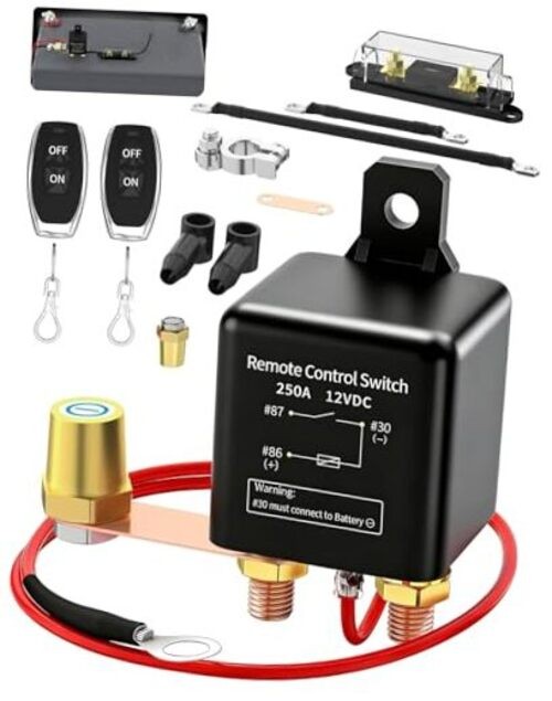 Remote Battery Disconnect Switch 12v, 250A Negative Battery Cut Off Switch