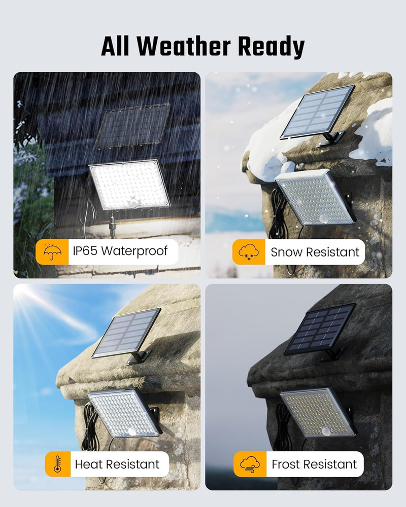 Solar Outside Lights with 113 LEDs 7000K, Motion Sensor, 2 Pack