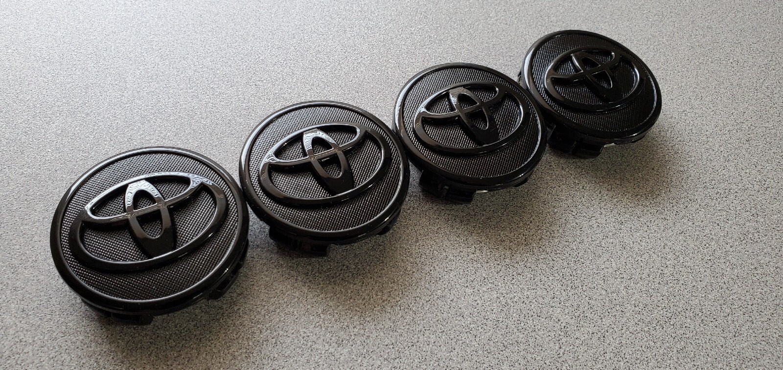 4x TOYOTA WHEEL RIM RIMS CENTER HUB CAP CAPS GLOSS BLACK LOGO 57MM PRIUS COROLLA