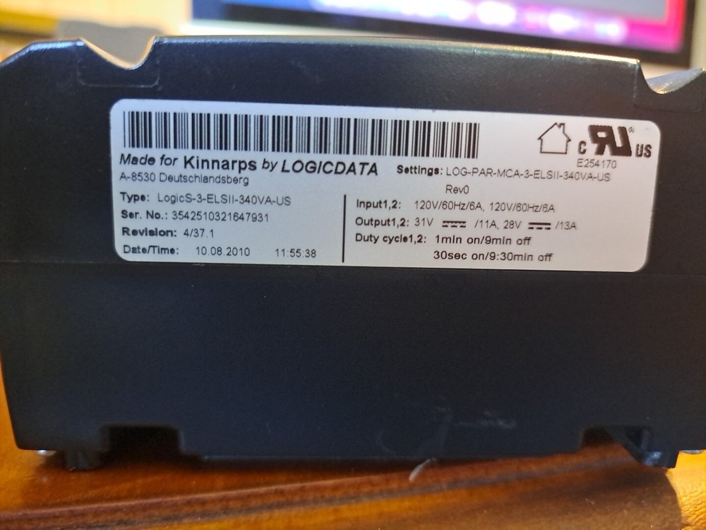 Logicdata A-8530 Standing Desk Control Module LogicS-3-elsII-340VA-US Kinnarps