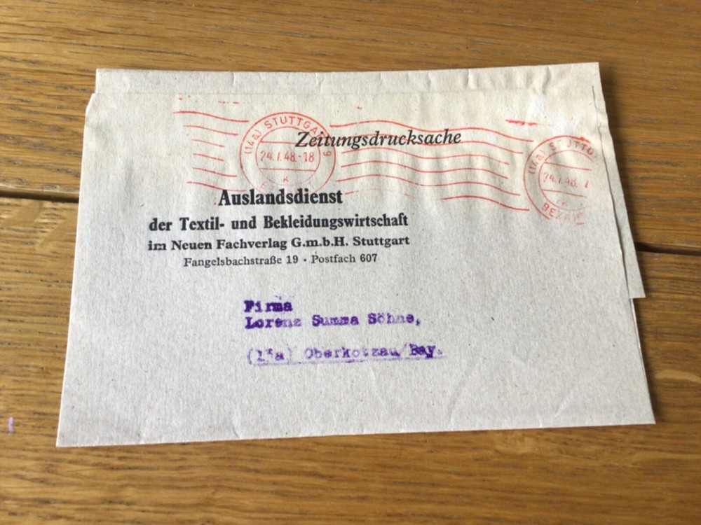Germany Stuttgart 1948 to Lorenz meter mail cancel  post Wrapper A17606