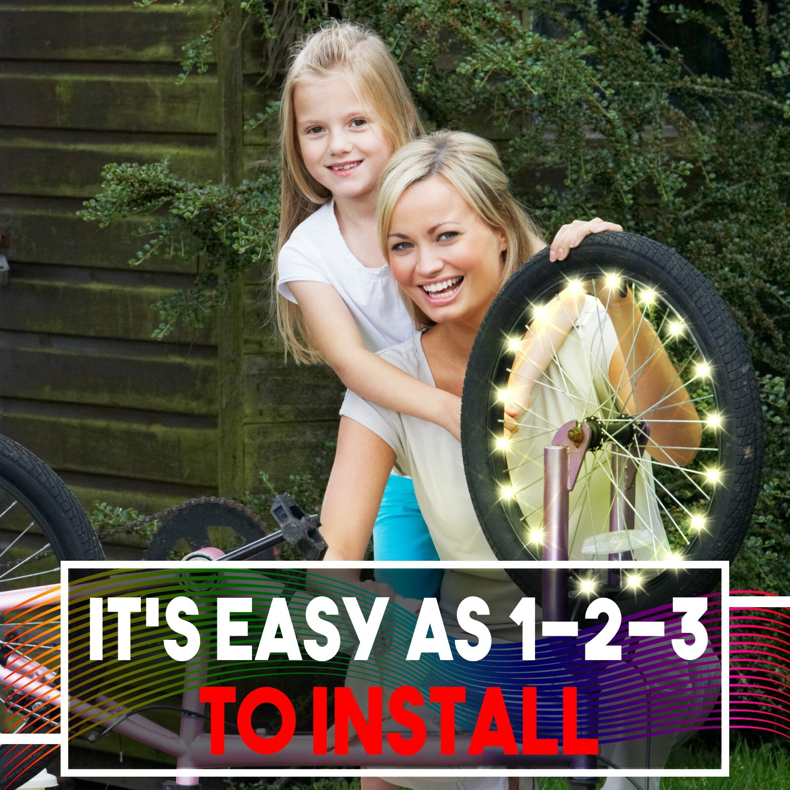 NEW Bicycle Bike Wheel Lights 7 COLORS in 1 LED String Fits any Spoke Rim Tires