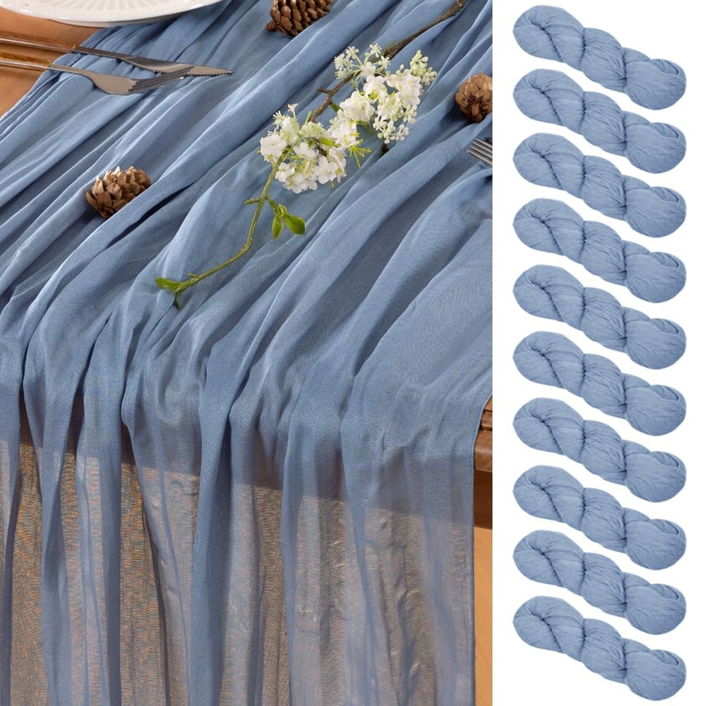 Dusty Blue Table Runner Cheesecloth Table Runner 10 Pack 10FT Rustic Spring T...