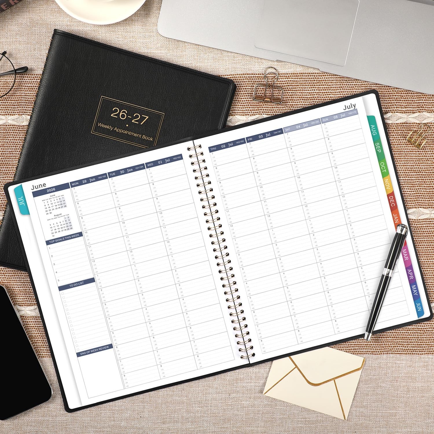 Appointment Book 2026-2027 - Daily Planner, Large Planner Letter, Black