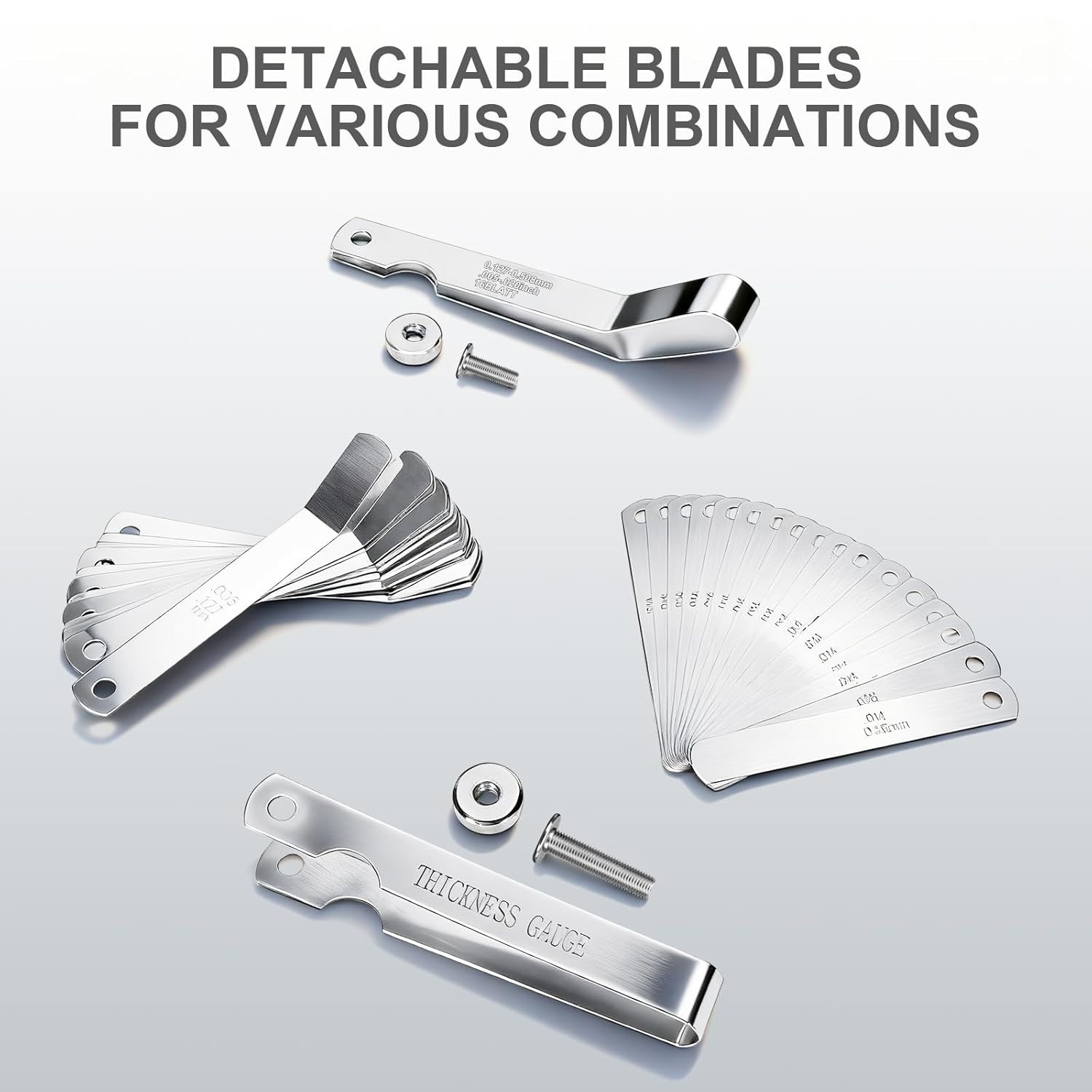 2Pcs Stainless Steel Feeler Gauge Set,32 Straight Blades Feeler Gauge16 Piece...