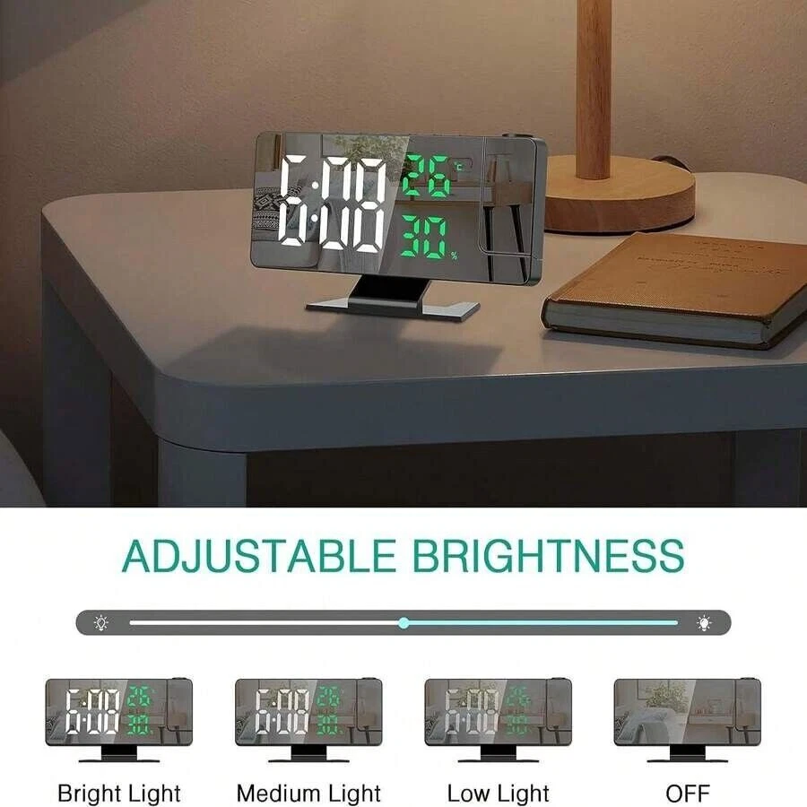 7.8" LED Projection Alarm Clock Digital Clock with 180° Projector Snooze Bedside