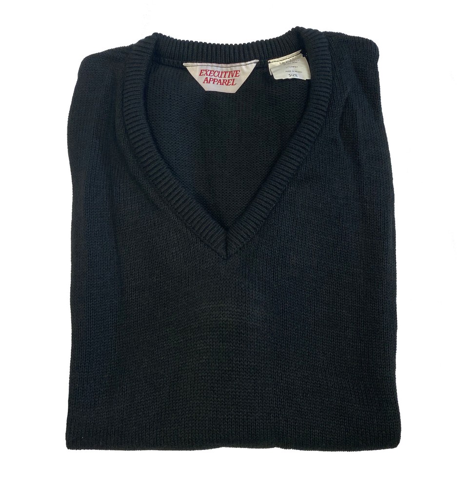 Unisex Black Waffle Knit Pullover Vest Soft Polyester Machine Washable 2XL