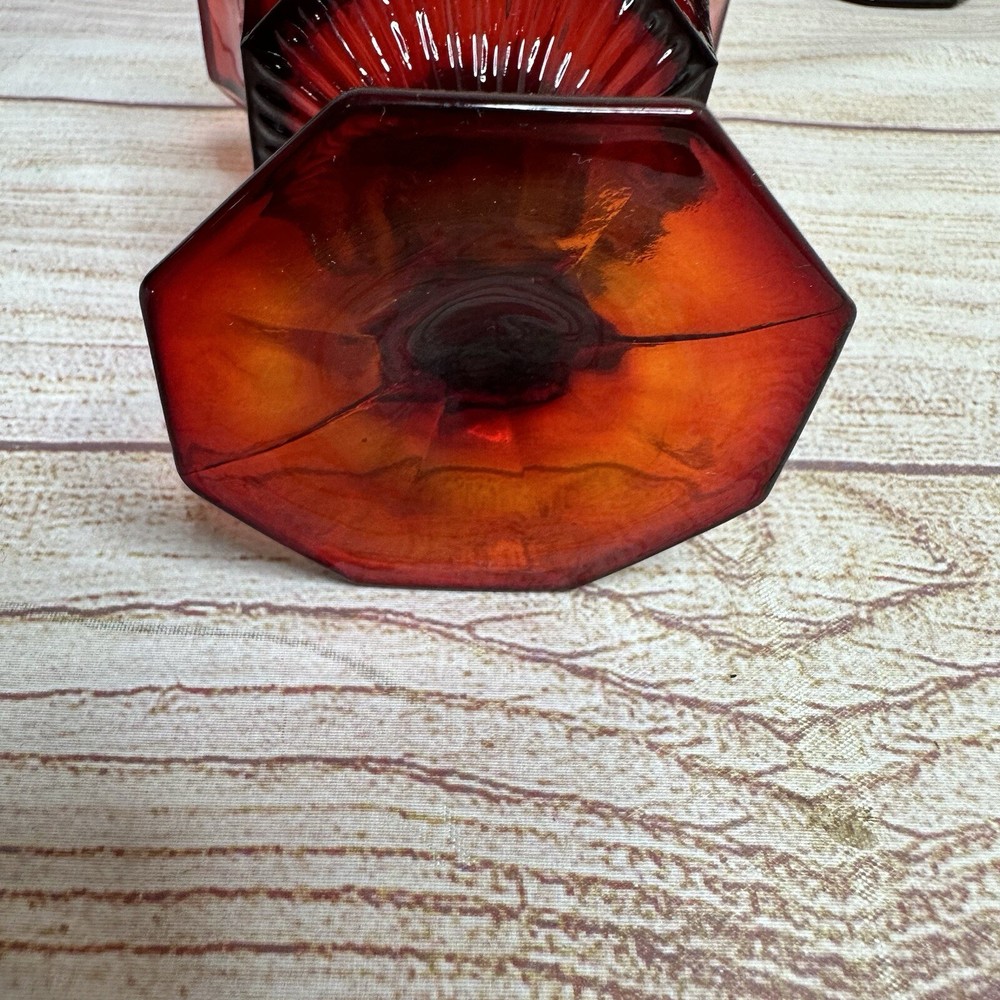 Independence Octagonal Amberina Ruby Red Champagne Punch Sherbert Glasses X 4