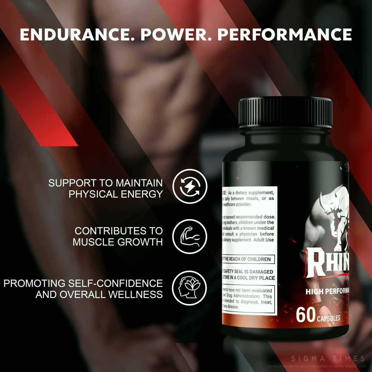 Rhinox X Enhancement Pills for Men, Supports Performance & Male Energy 60ct