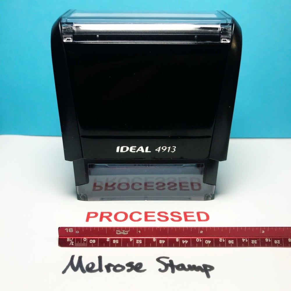 Processed Rubber Stamp Red Ink Self Inking Ideal 4913