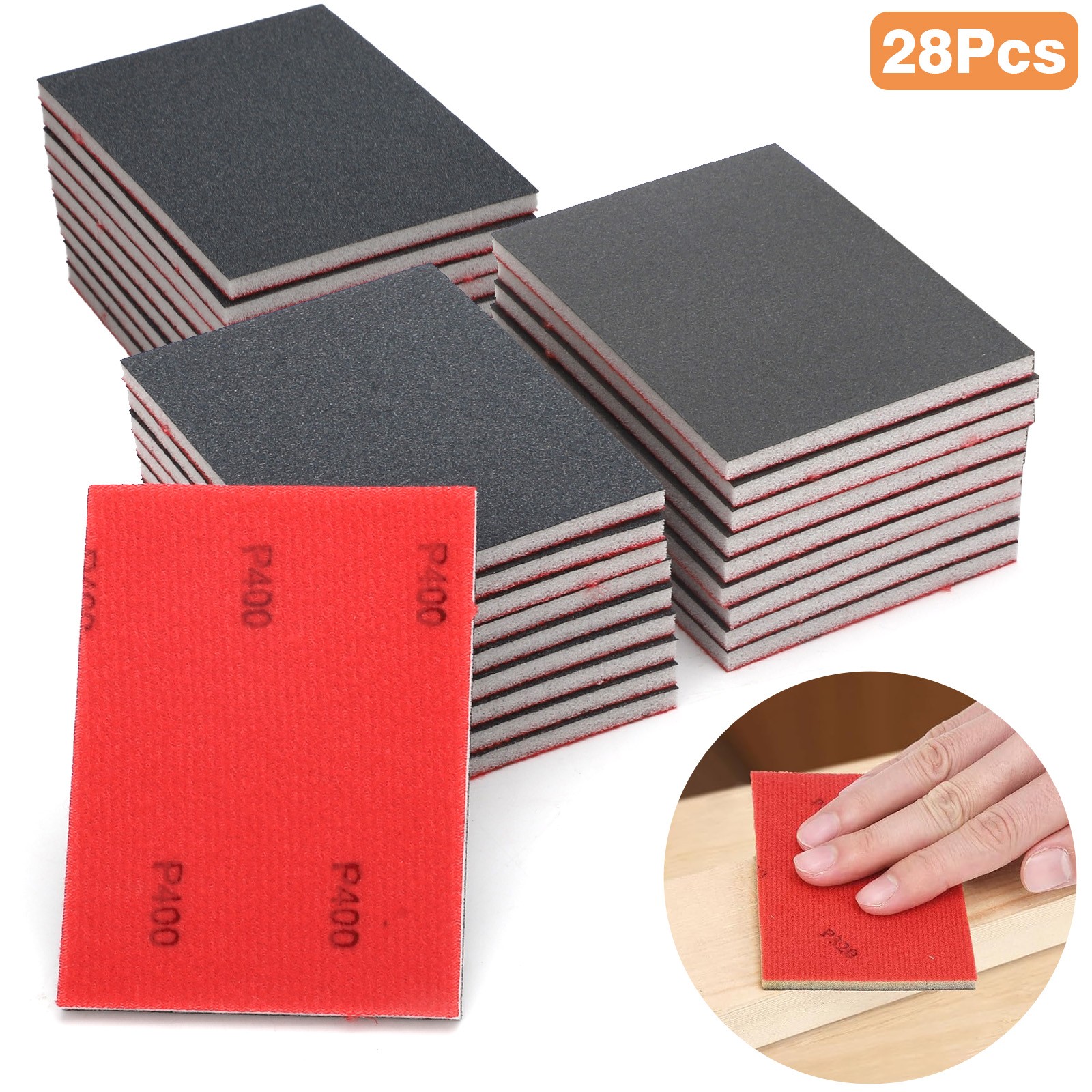 28pcs Sanding Sponge Pads 180-3000 Grit Wet Dry Sandpaper Block for Wood Metal