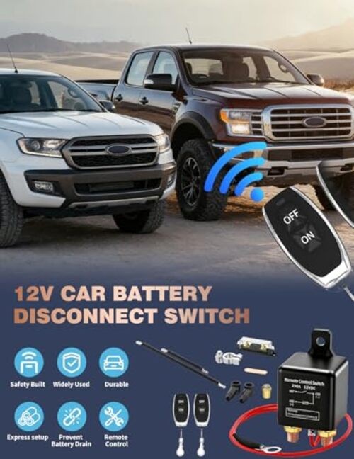 Remote Battery Disconnect Switch 12v, 250A Negative Battery Cut Off Switch