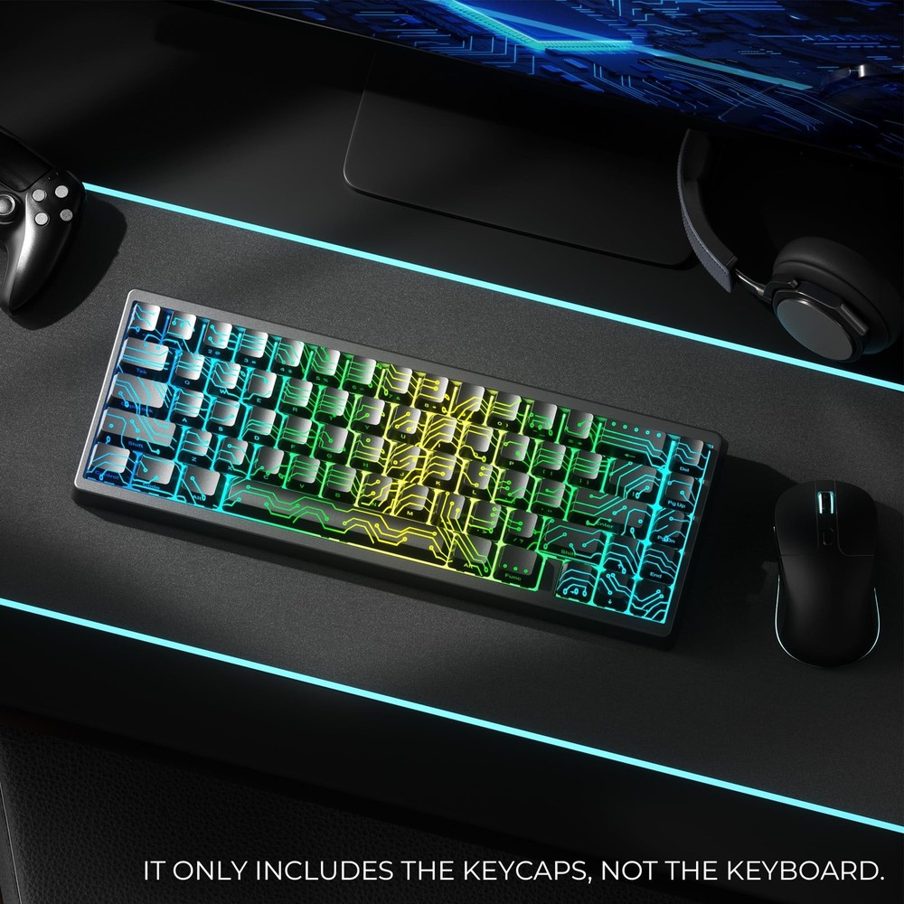 XVX Black PCB-Vision Shine Through Keycaps, Backlit Custom Keycap Set with OE...