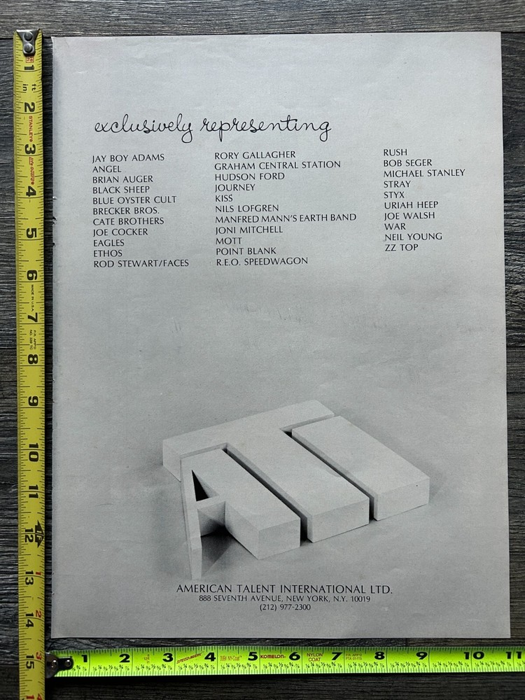 KISS Ad Advert ATI Talent Agency 1975 Vintage Kiss Aucoin Angel Rush Prog Eagles