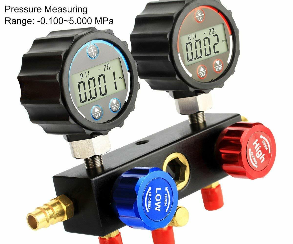 Elitech DMG-1 Digital Pressure Gauge Dual-table Valve High Accuracy HVAC