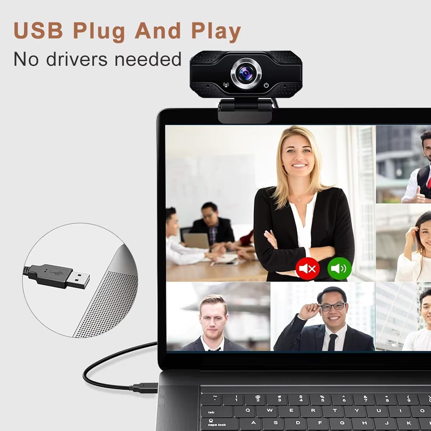 4K 2K 1080P HD Webcam with Microphone, Noise Cancellation, Privacy Cover, Wide-A