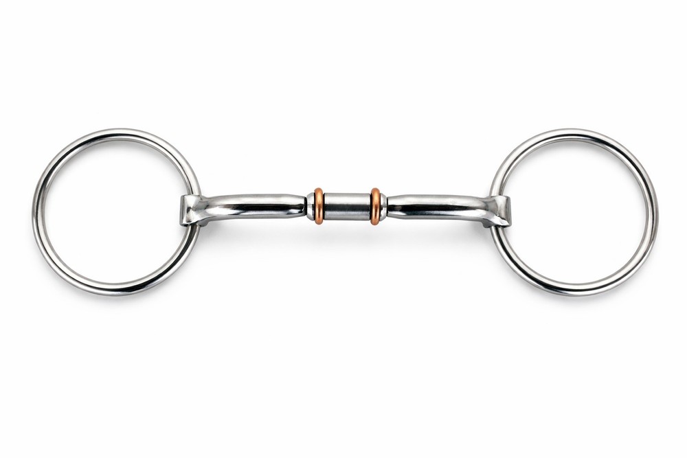 Horse SS Loose Ring Snaffle Bit with Copper Rollers Mouth 35567