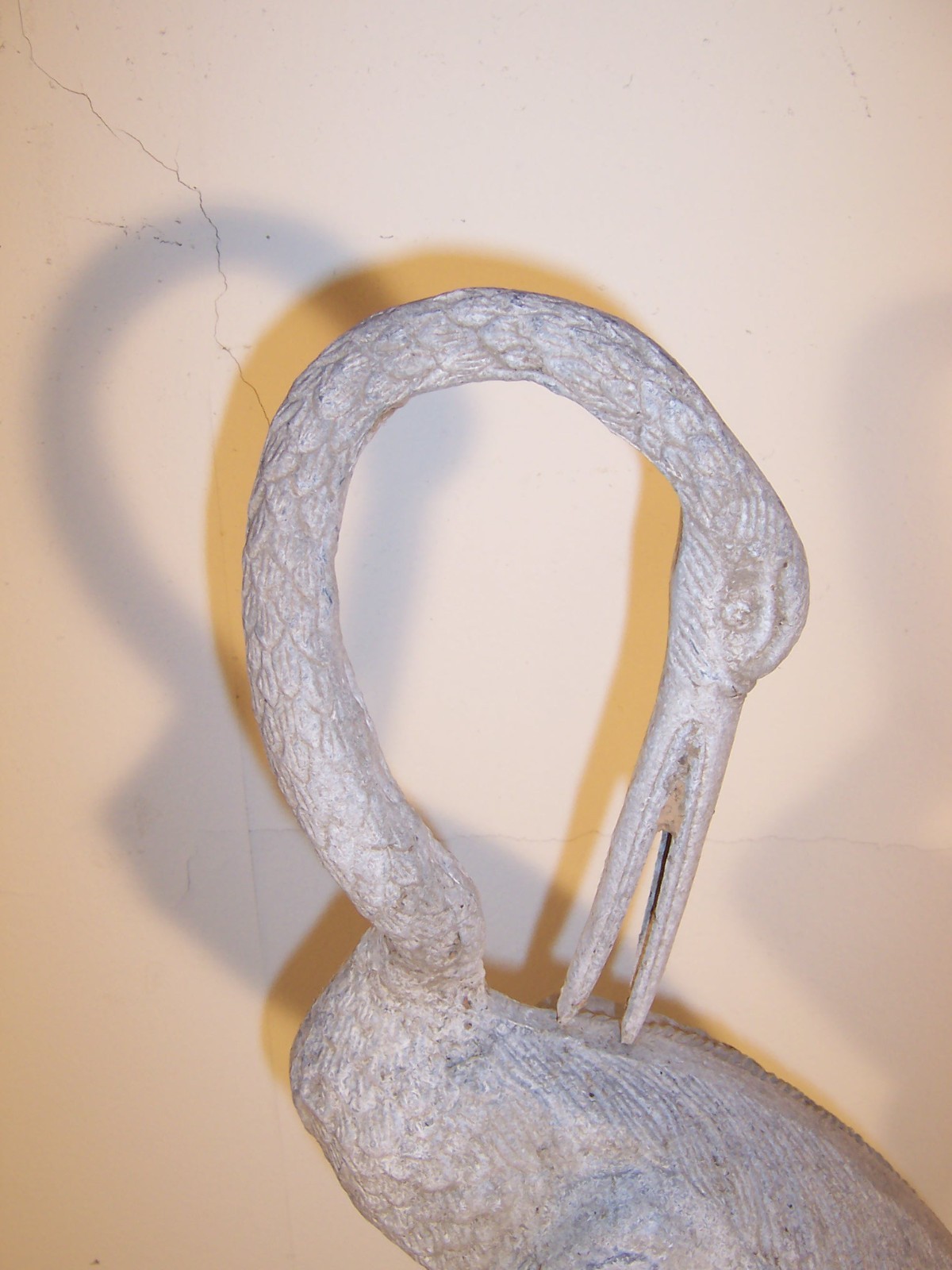 Vintage Weathered Aluminum Egret Crane Bird Garden Pond Statues