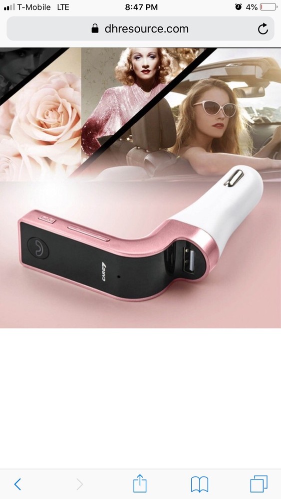 Wireless Bluetooth FM Transmitter Radio  Usb Charger Color Purple