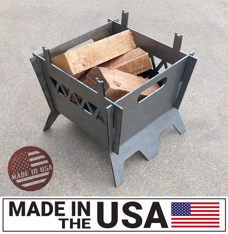 [Spring] Modular Collapsible Steel Firepit 13" Square Portable Camping Fire Pit