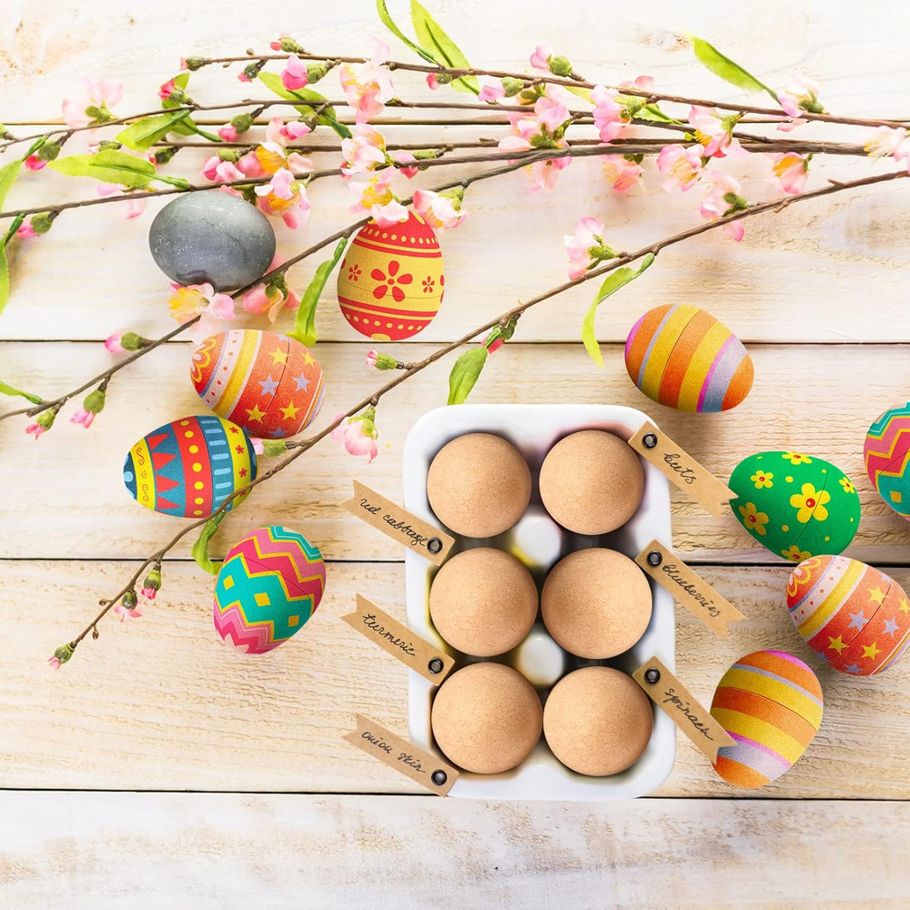 72 Pcs DIY Paper Mache Easter Eggs Bulk 3 Inch Empty Easter Egg with 72 Pcs Pain