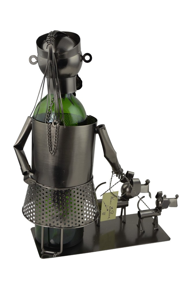 Lady Dog Walker Wine Bottle Holder