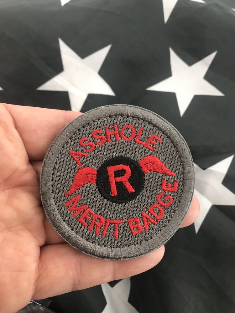REDWING A**HOLE MERIT 2.5" Embroider Hook/Loop Badge Red Patch