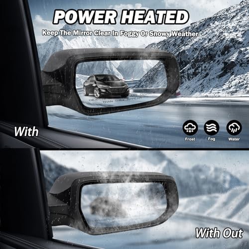Driver Side View Mirror Compatible with 2016 Left Driver Side 7Pins-Gloss Black