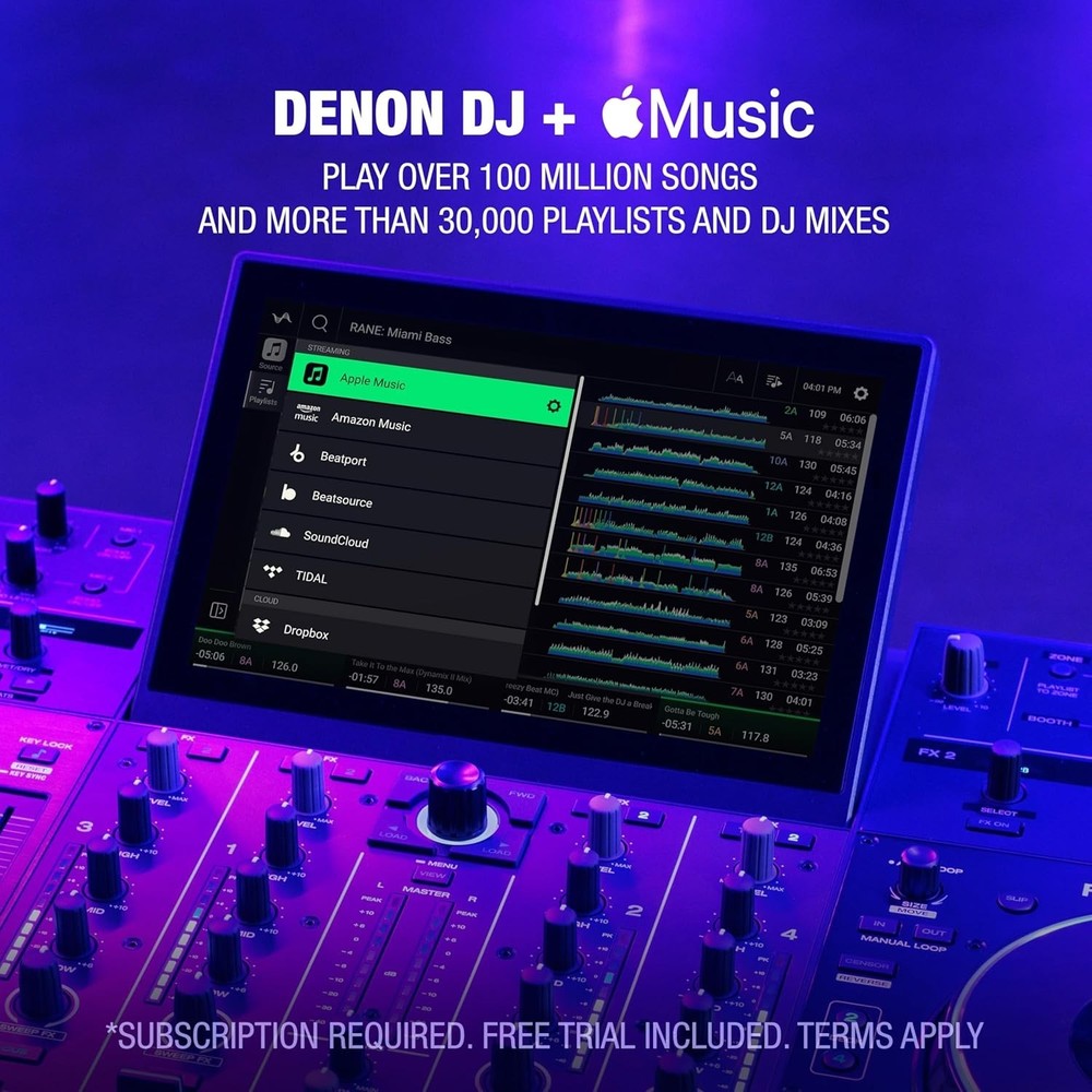4-Deck Prime 4+ DJ Controller with Wi-Fi Streaming & Dynamic Drop Sampler Mixer