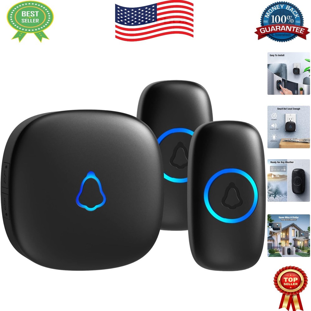 Smart & Stylish Wireless Doorbell with 2 Buttons & Memory Function - Waterproof