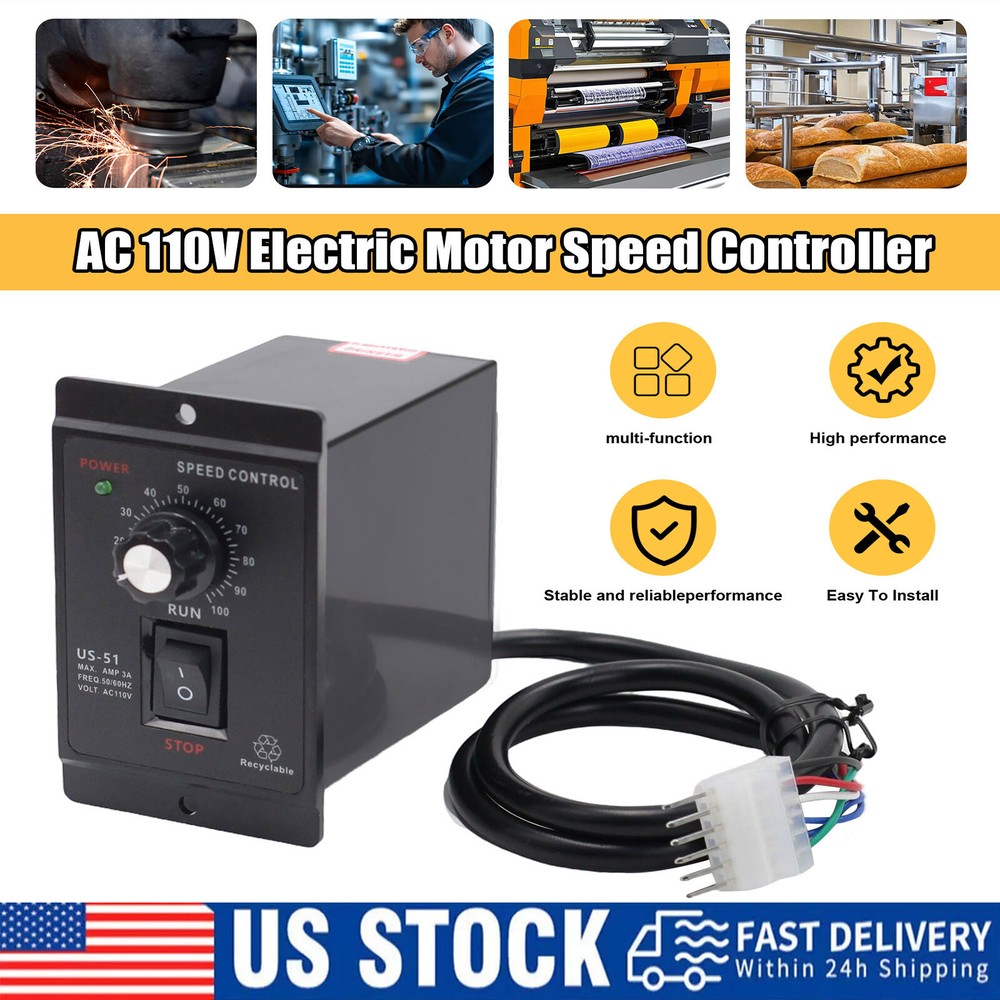 120W DC Motor Speed Controller Micro Gear Sensor AC110V to DC90V Forward Reverse