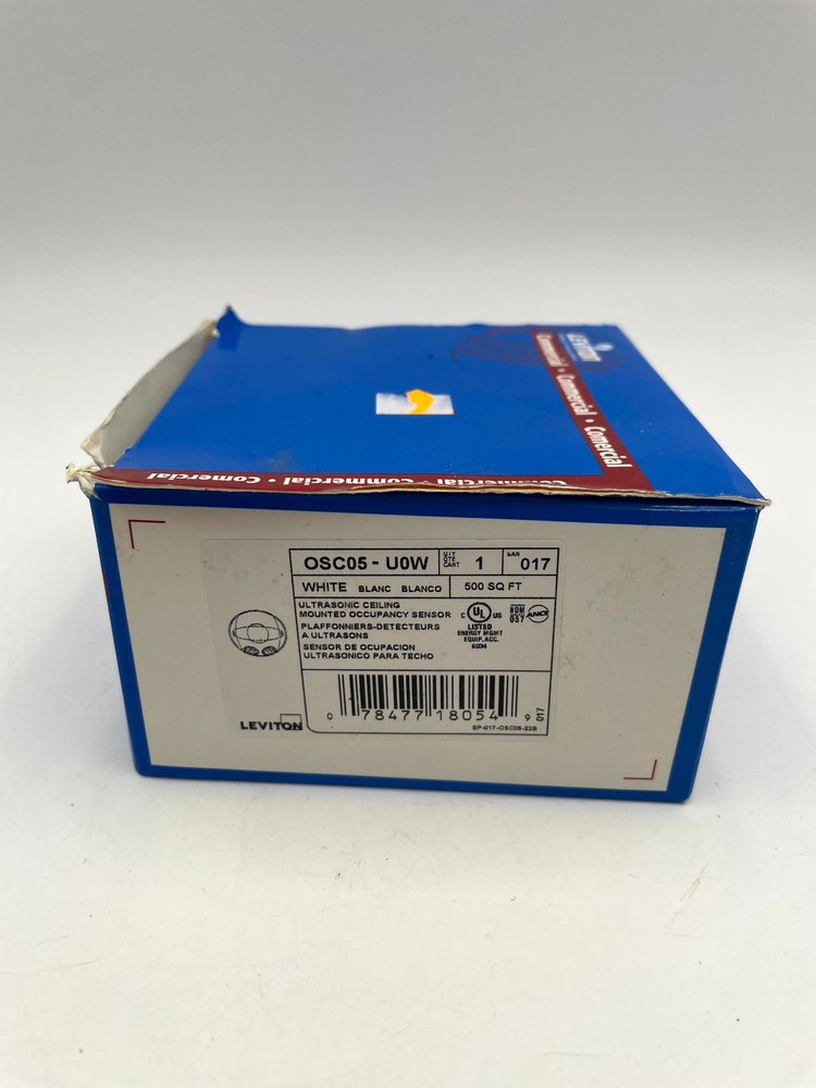Leviton OSC05-U0W Ultrasonic Ceiling Occupancy Sensor White 500 Sq. Ft. Coverage