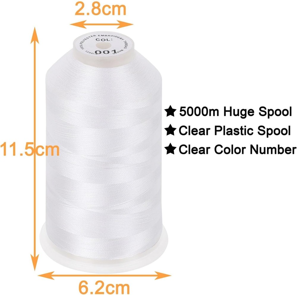 5000M Polyester Embroidery Machine Thread 40WT Ideal for Home and Commercial