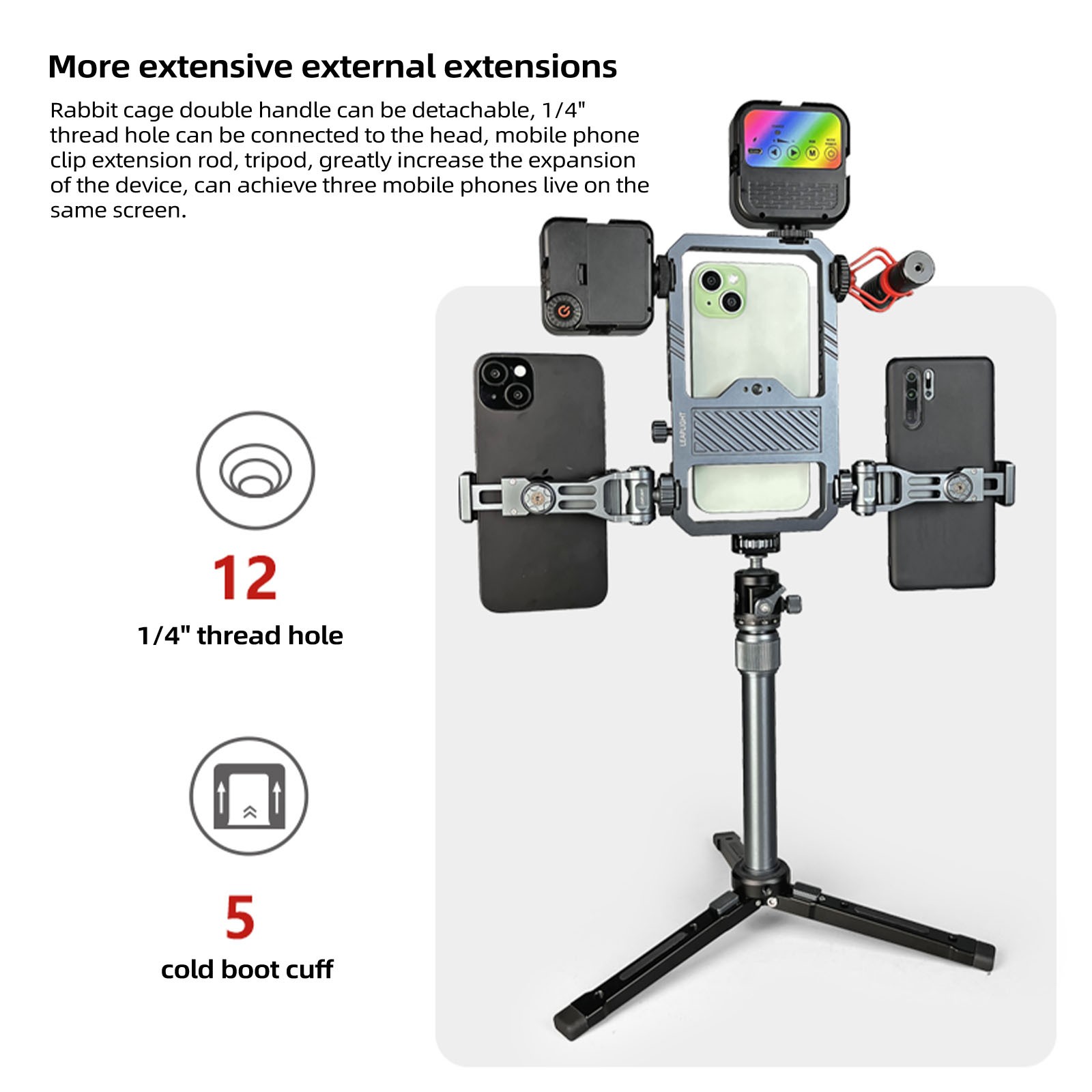 Universal Phone Cage,Video Rig Kit w/ Remote Handles for iPhone 17 16 1 Handheld