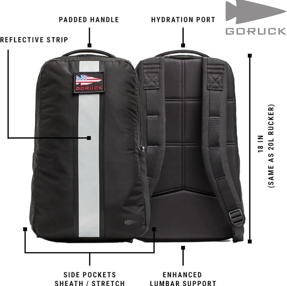 NWT GORUCK Basic Rucker 17L Backpack, Black, Durable Rucksack & MOLLE Daypack