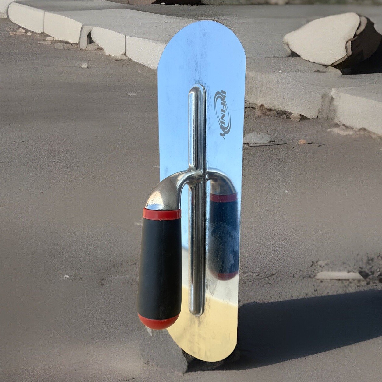 4" x 14" Swimming Pool Trowel - Smooth Concrete Finishing Trowel - Rounded