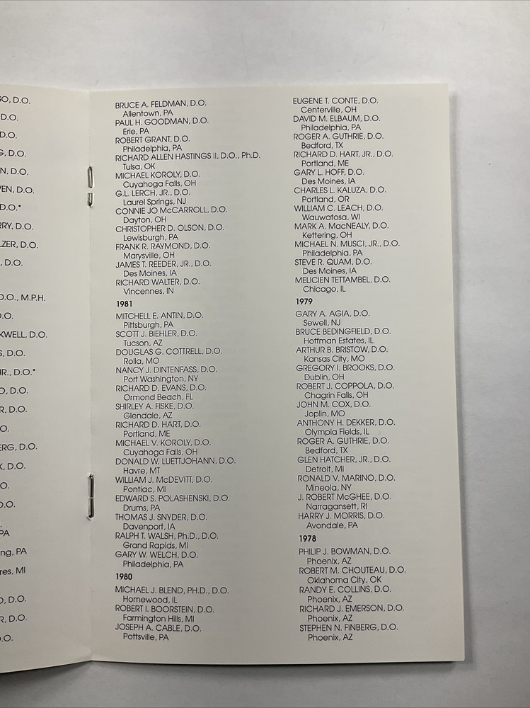 1991 National Osteopathic Foundation Mead Johnson Awards Breakfast Program Menu