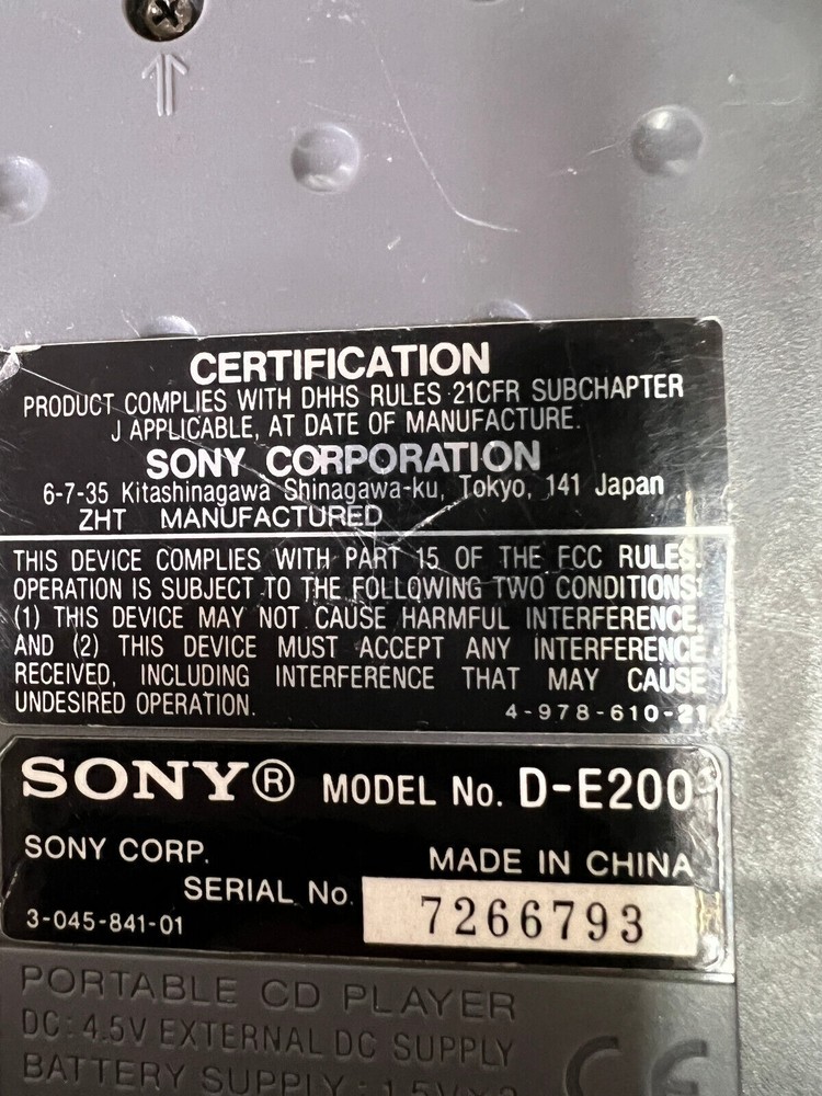 Sony D-E200 Discman Replacement Battery door cover grey