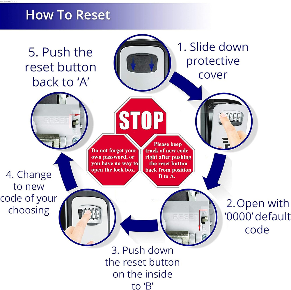 Lock Box for Keys with Code - Wall Mount Spare Key Lockbox Outdoor - Combination
