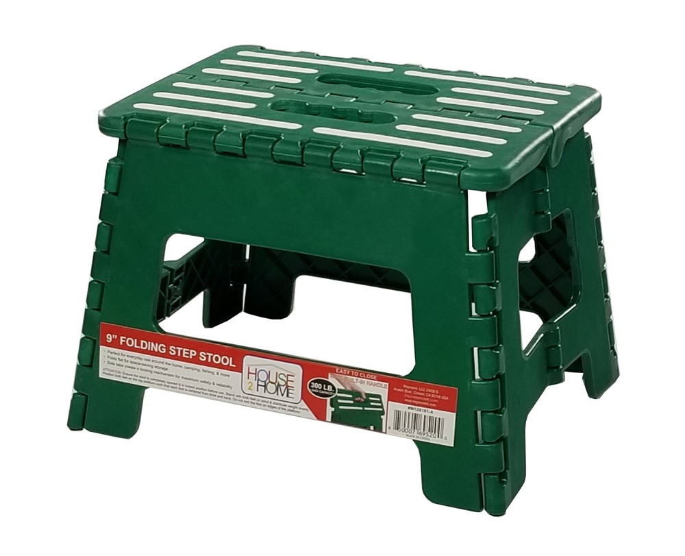 House 2 Home 9" Plastic 1 Step Folding Step Stool, Aegean Color