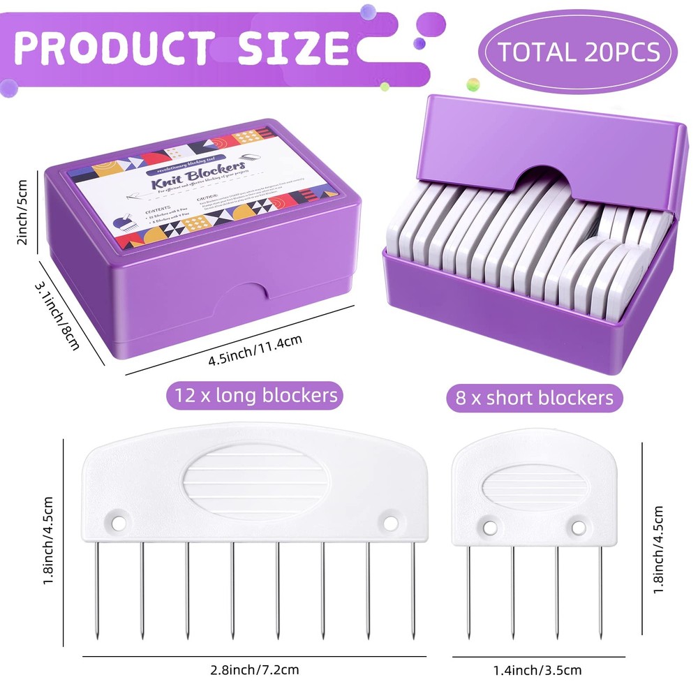 20Pcs Knit Blockers & Pins Kit, Blocking Combs for S1-Set 1