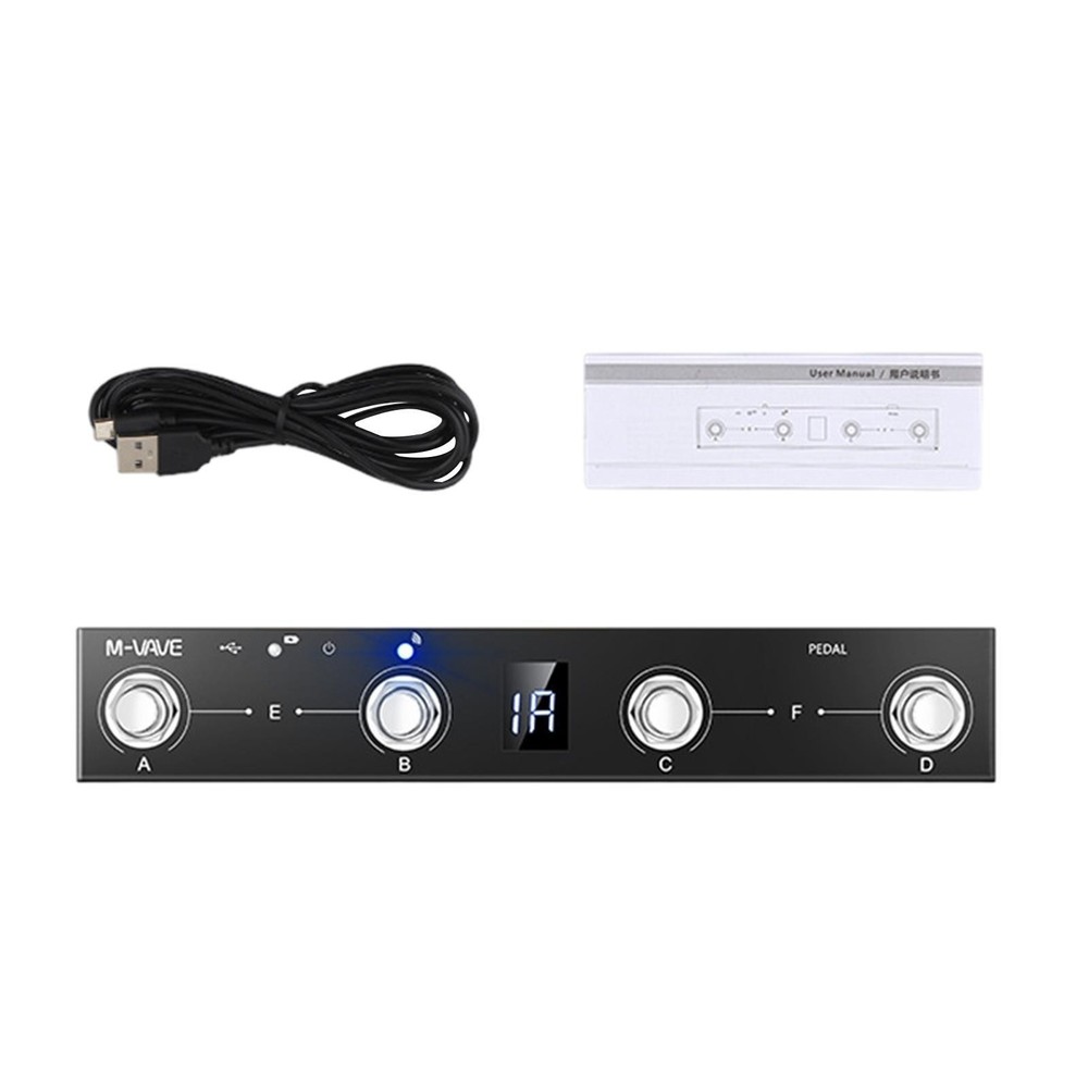 MIDI Foot Controller 4 Button Rechargeable Wireless for Devices Mac Android