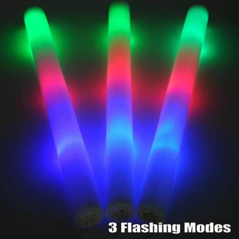 100-500 PCS Light Up Foam Sticks LED Wands Batons Party Dj Flashing Glow Sticks