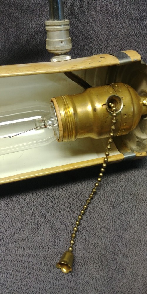 1940s Long Arm Bracket Overhead Industrial Light Adjustable Pull Light Works Vtg